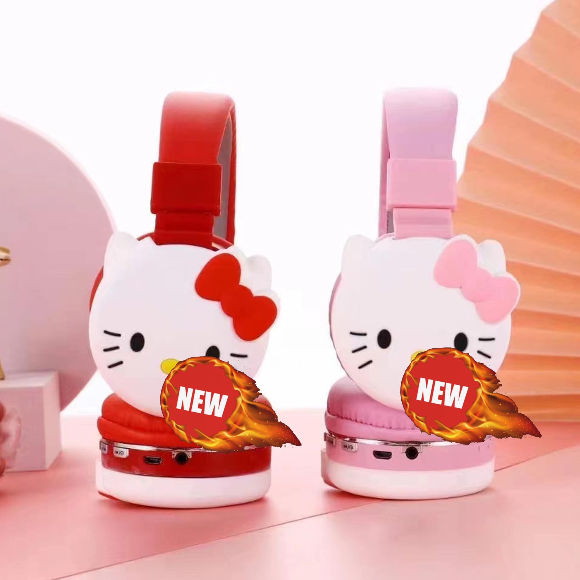 Foto 4 pulgar | Auriculares Bluetooth Genéricos Cartoon Hello Kawaii Pink - Venta Internacional.