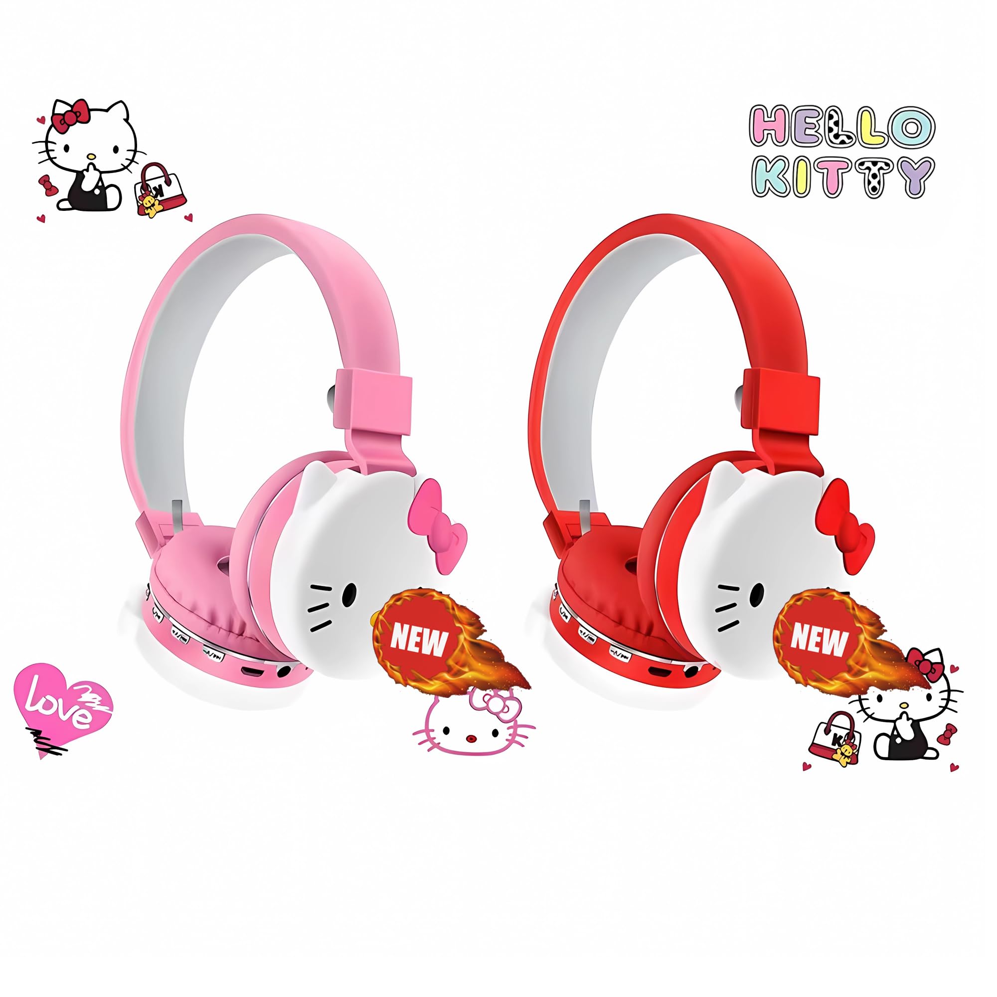 Foto 7 pulgar | Auriculares Bluetooth Genéricos Cartoon Hello Kawaii Pink - Venta Internacional.