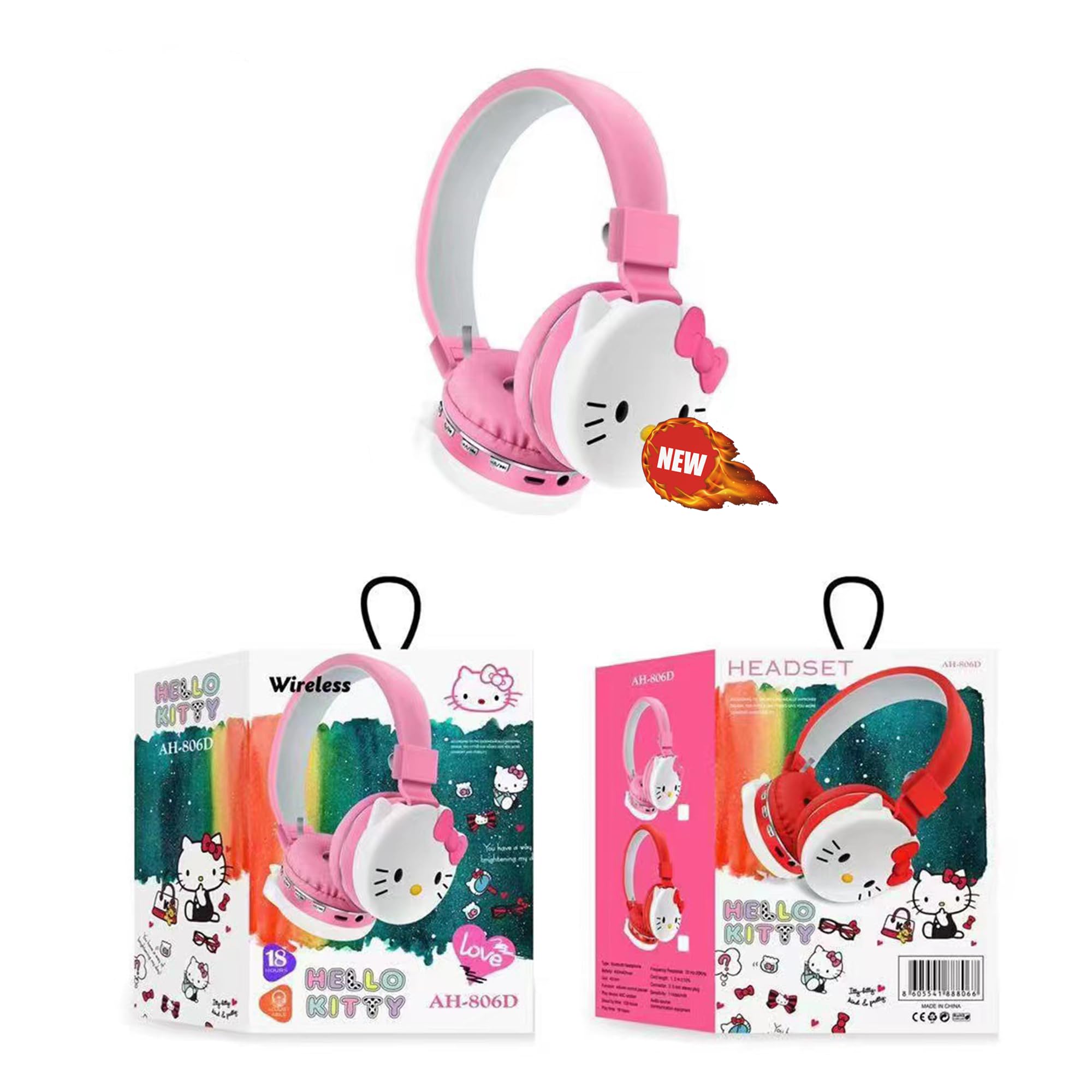 Foto 8 pulgar | Auriculares Bluetooth Genéricos Cartoon Hello Kawaii Pink - Venta Internacional.