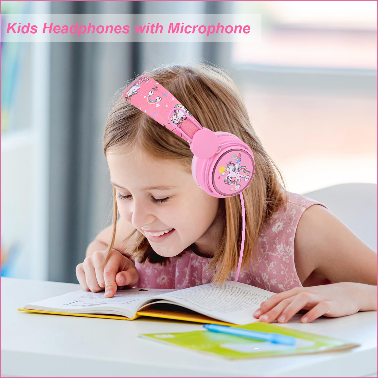 Foto 3 pulgar | Auriculares Para Niños Con Diseño De Unicornio Con Micrófono, Color Rosa - Venta Internacional.
