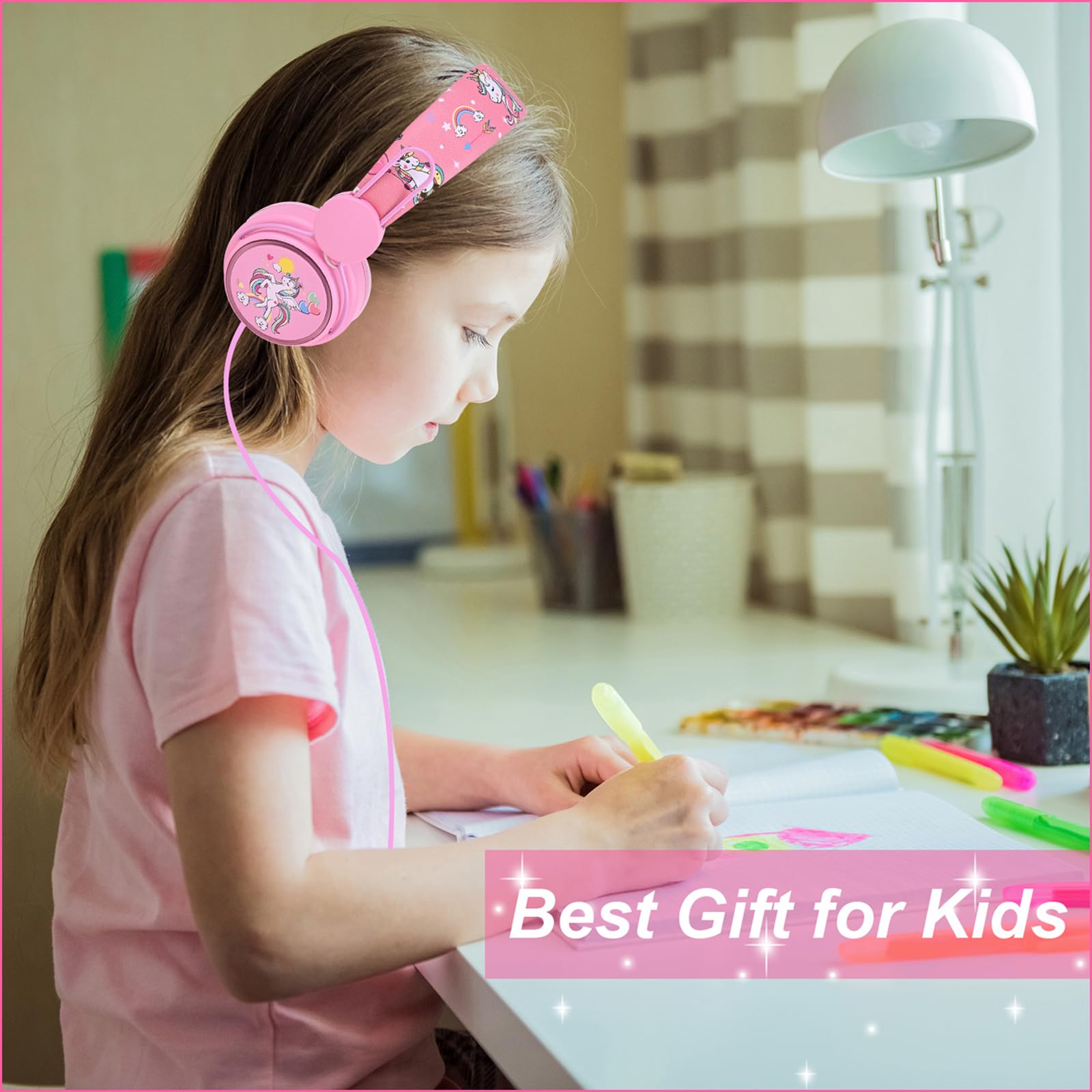 Foto 4 pulgar | Auriculares Para Niños Con Diseño De Unicornio Con Micrófono, Color Rosa - Venta Internacional.