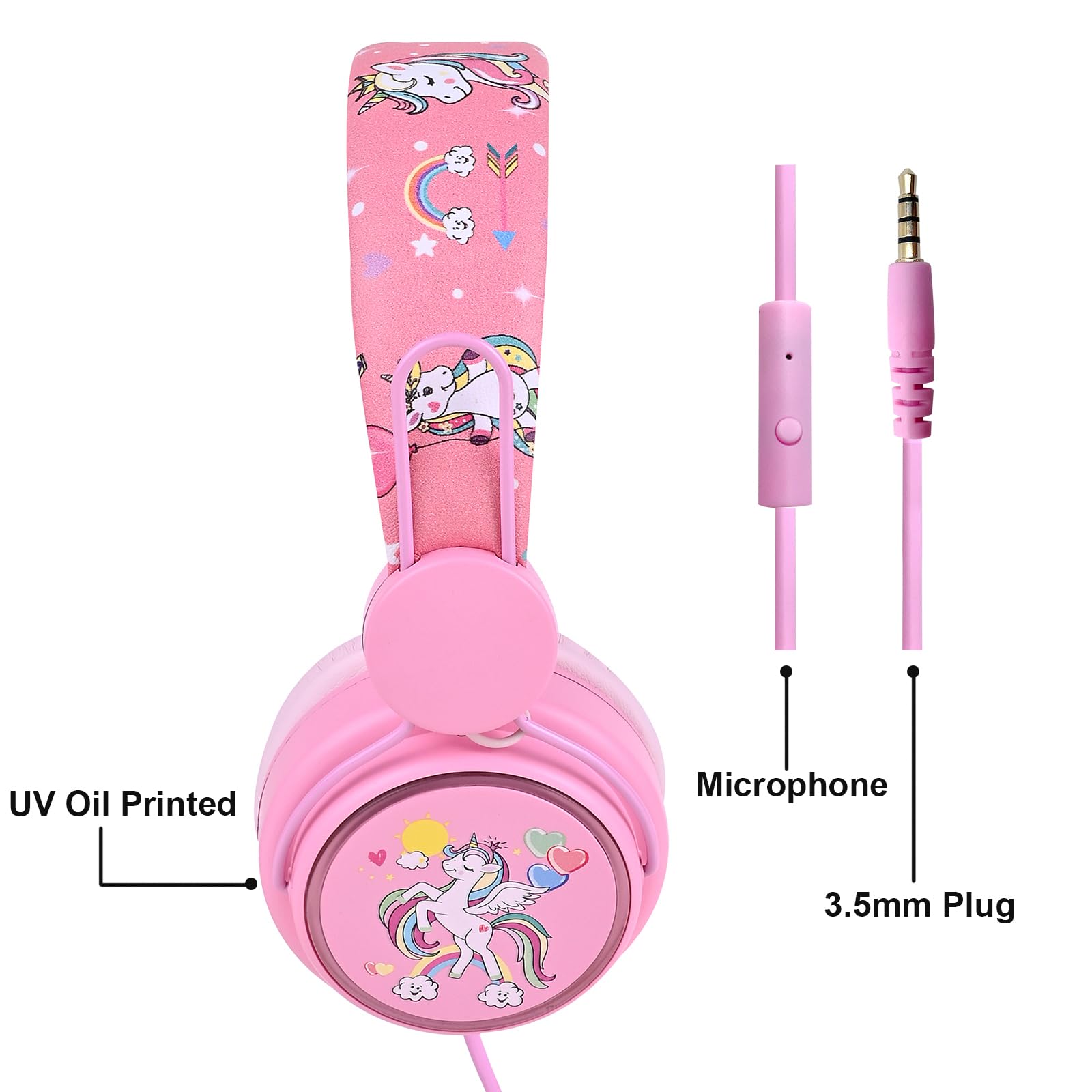 Foto 5 pulgar | Auriculares Para Niños Con Diseño De Unicornio Con Micrófono, Color Rosa - Venta Internacional.