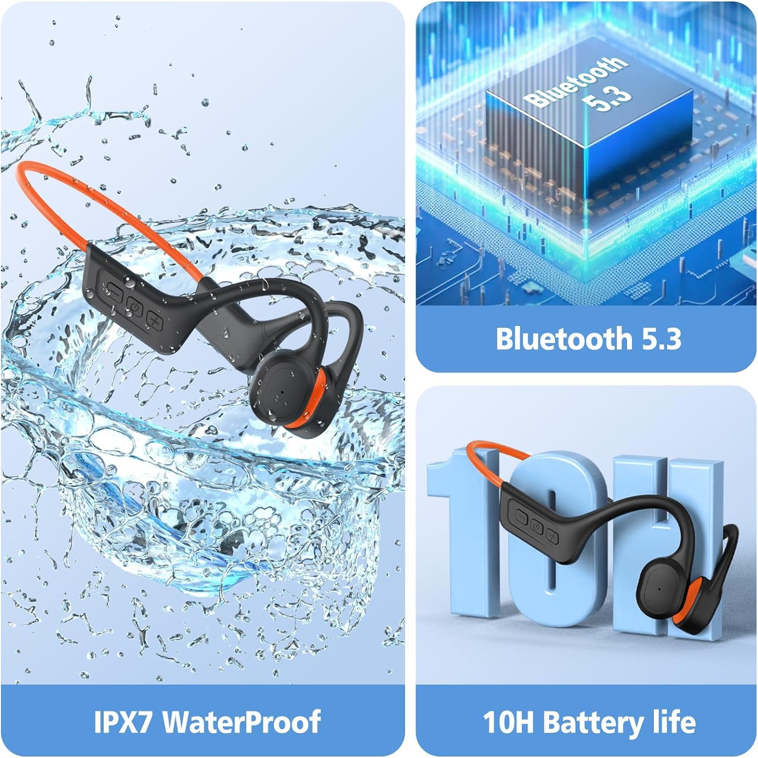 Foto 4 pulgar | Auriculares De Conducción Ósea Generic S800c Bluetooth 5.3 Naranja - Venta Internacional.