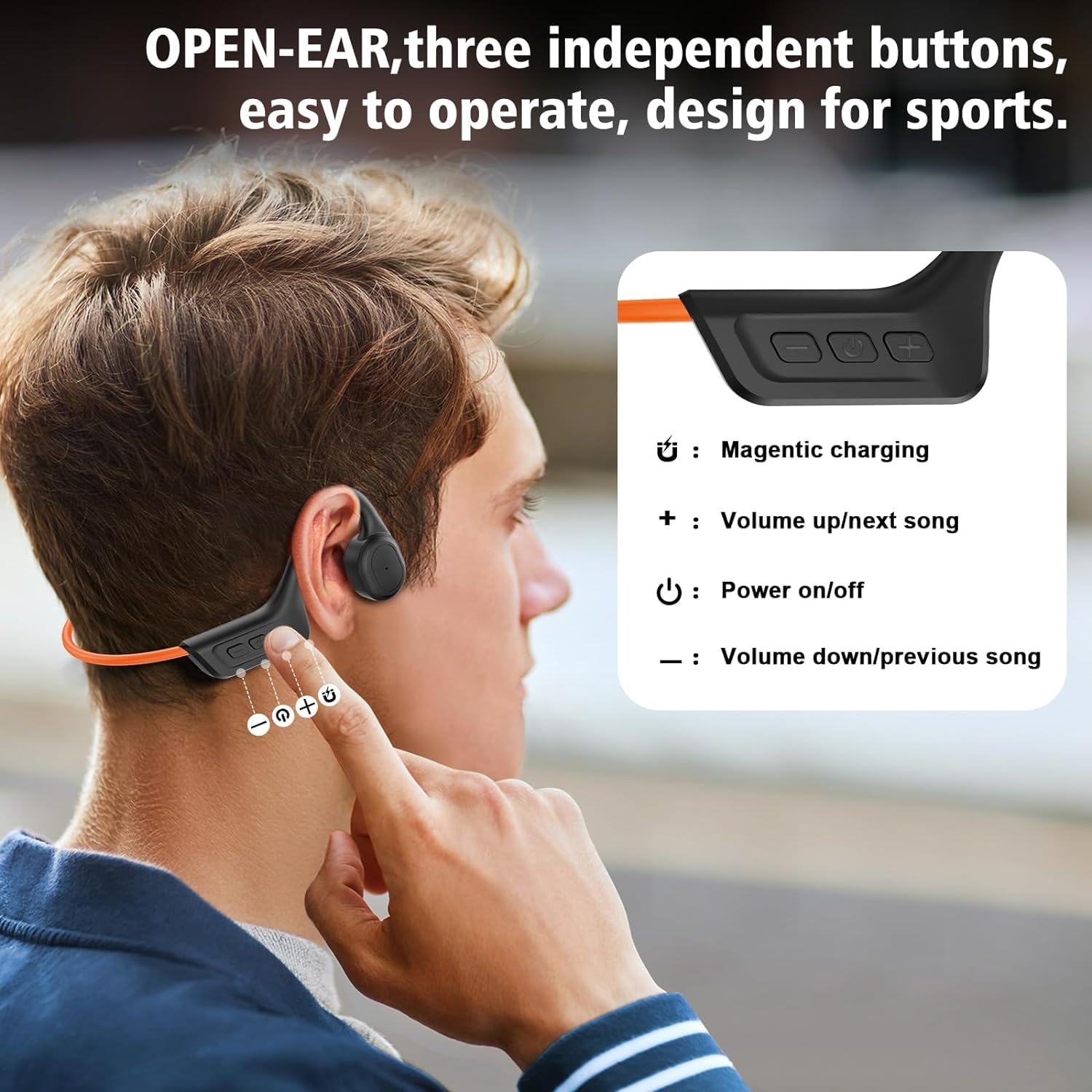 Foto 6 pulgar | Auriculares De Conducción Ósea Generic S800c Bluetooth 5.3 Naranja - Venta Internacional.