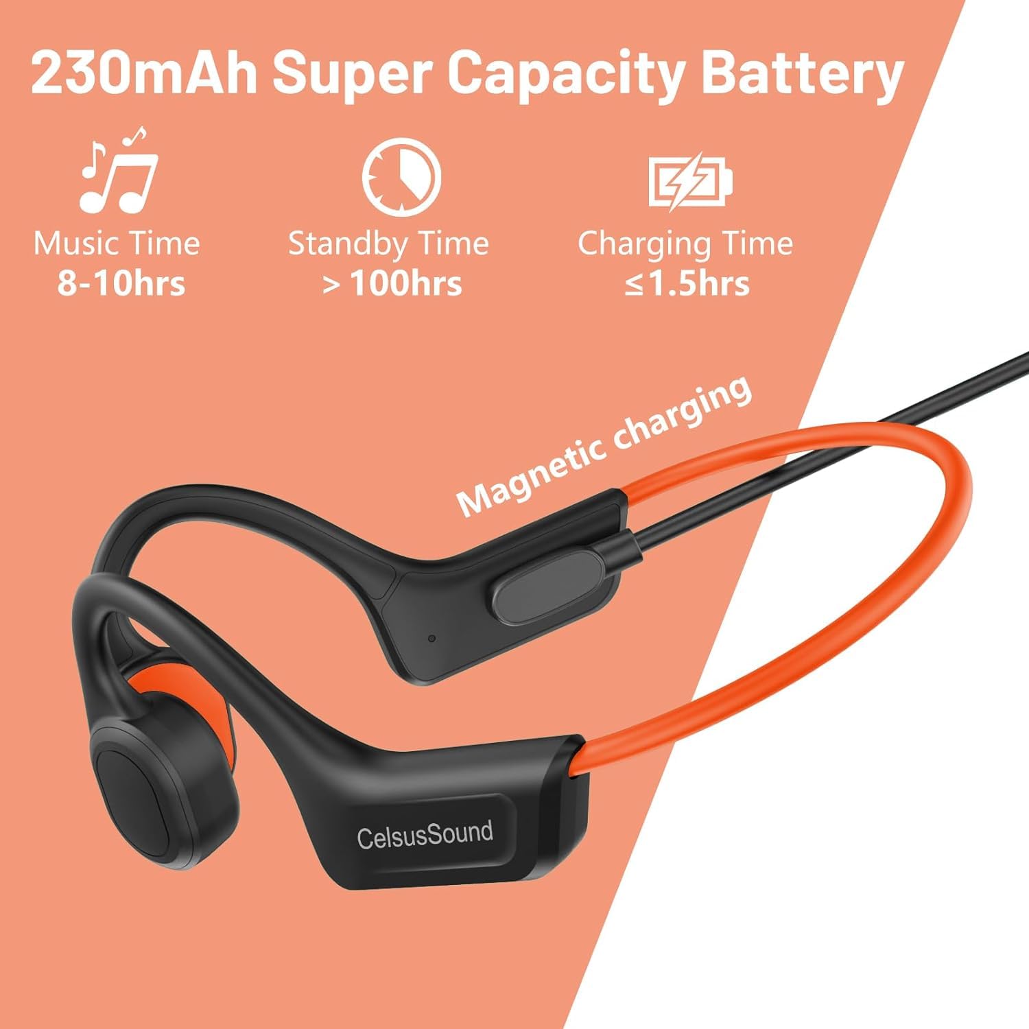 Foto 8 pulgar | Auriculares De Conducción Ósea Generic S800c Bluetooth 5.3 Naranja - Venta Internacional.