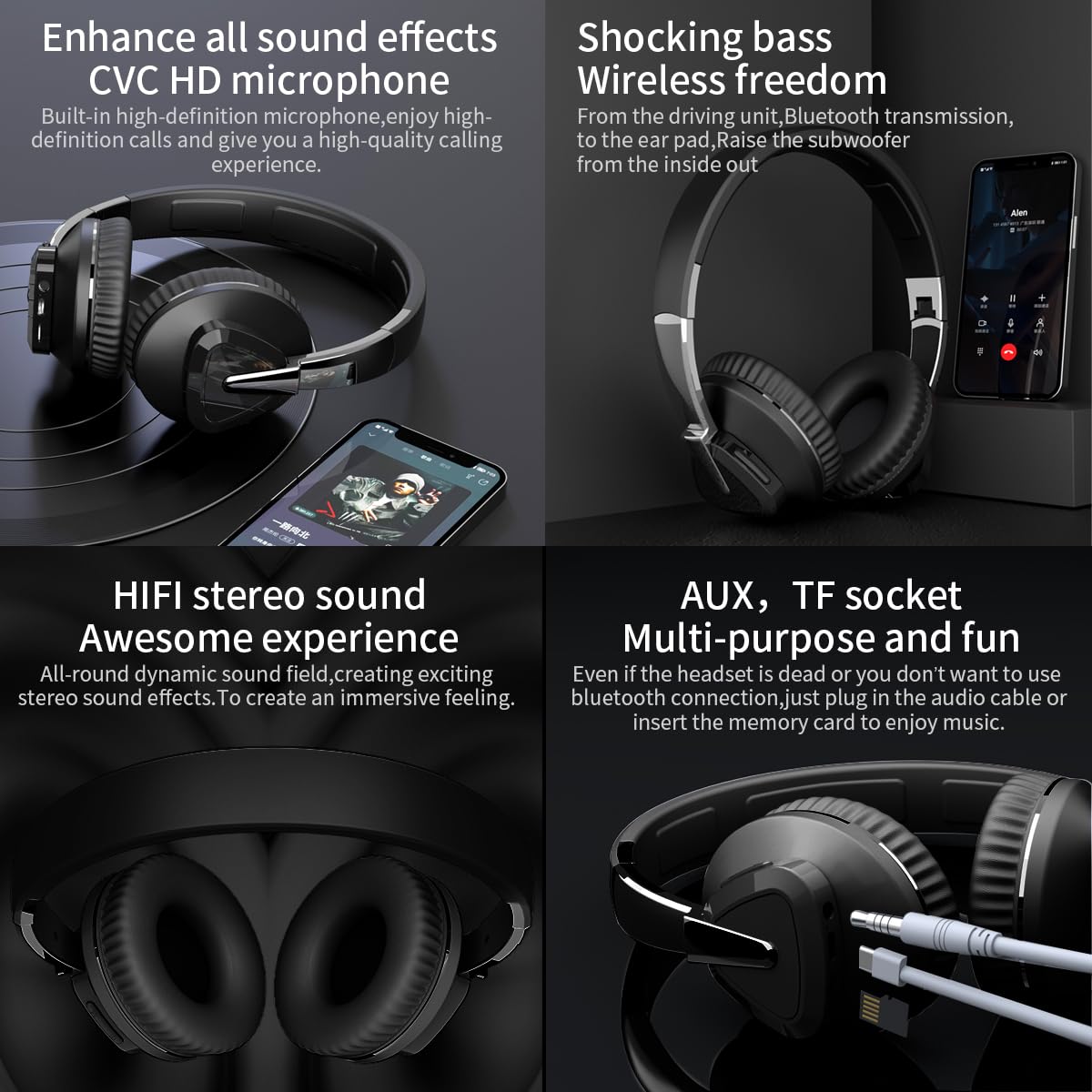 Foto 4 | Auriculares Bluetooth Genéricos 2a537-h3 Inalámbricos Para Colocar Sobre Las Orejas, Negros - Venta Internacional.