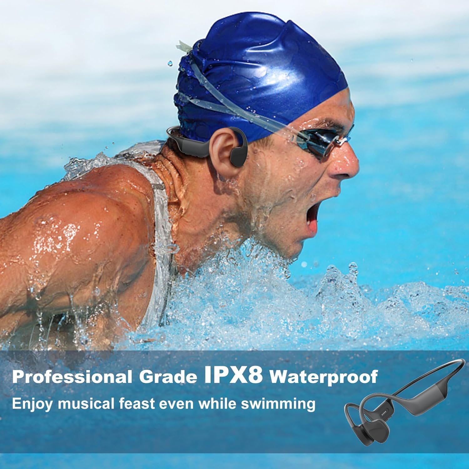 Foto 3 pulgar | Auriculares De Natación Bone Conduction Ipx8 Impermeables Bluetooth 5.4 - Venta Internacional.