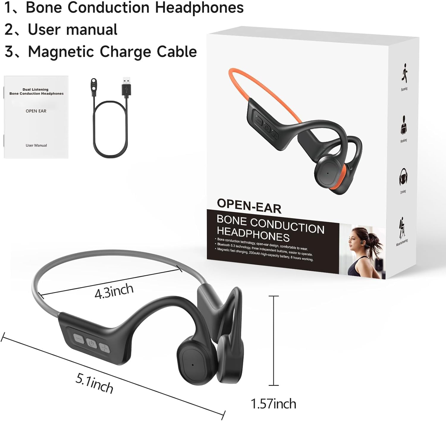 Foto 8 pulgar | Auriculares De Conducción Ósea S800c Bluetooth 5.3 Ipx7 Impermeables - Venta Internacional.