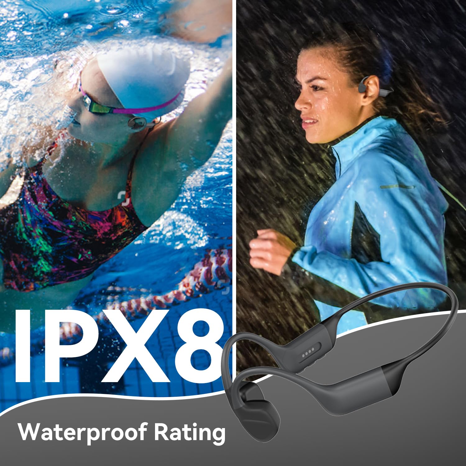 Foto 2 | Auriculares De Conducción Ósea Ipx8 Impermeables Bluetooth 5.4 - Venta Internacional.