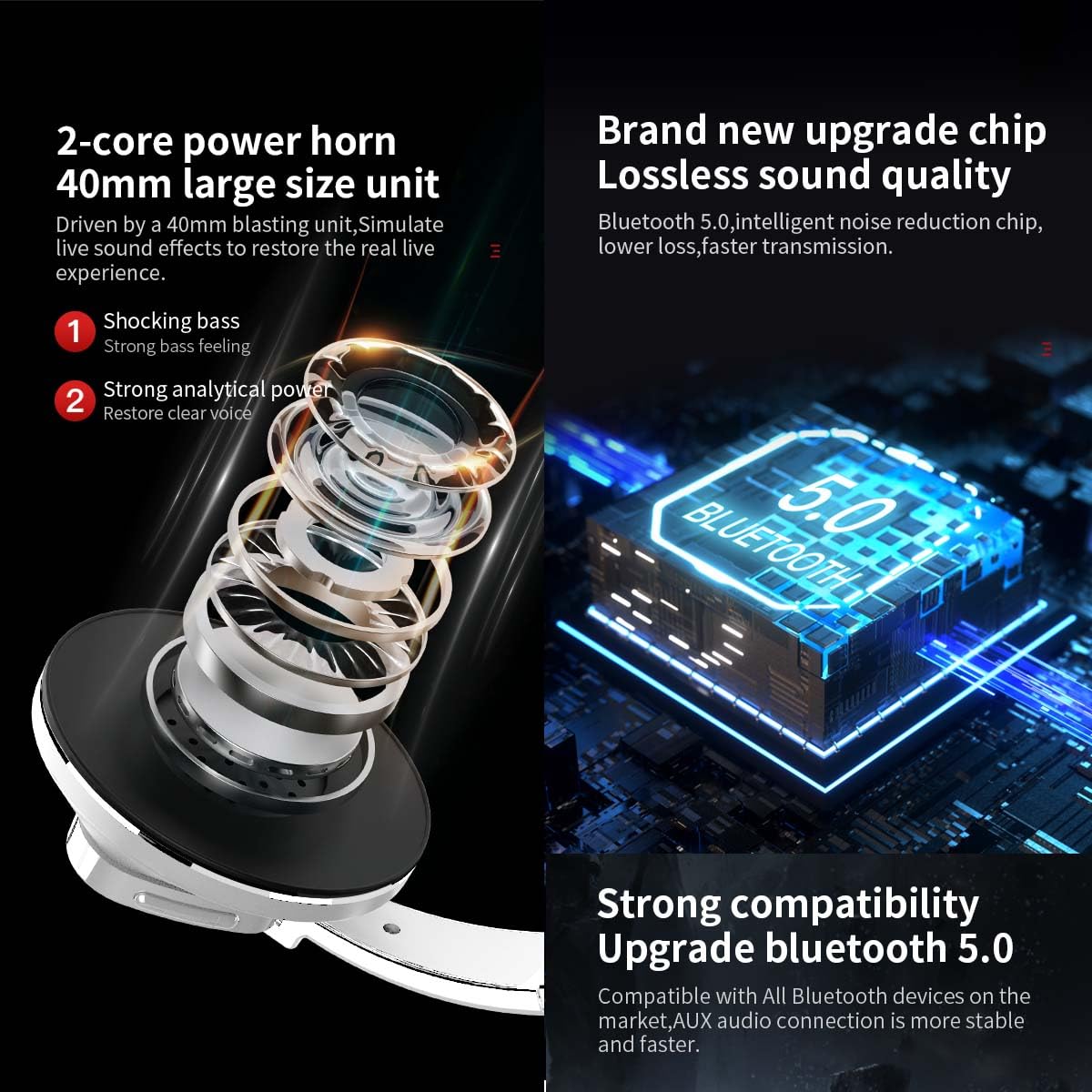 Foto 4 pulgar | Auriculares Bluetooth Genéricos De 2 Núcleos Sin Pérdidas, 24 Horas De Reproducción - Venta Internacional.