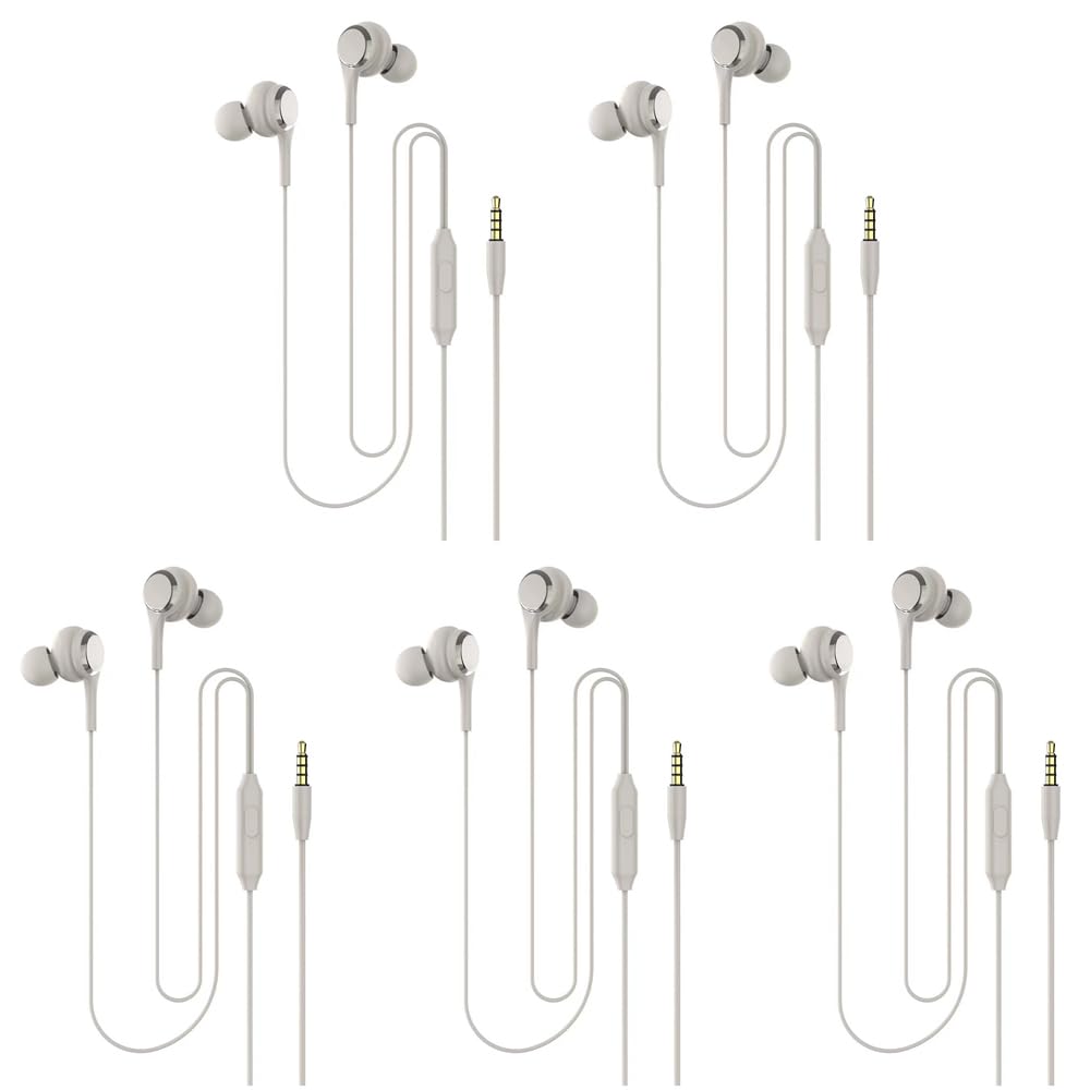 Auriculares Intraurales Con Cable Y Micrófono, 5 Paquetes, Gris Claro - Venta Internacional.