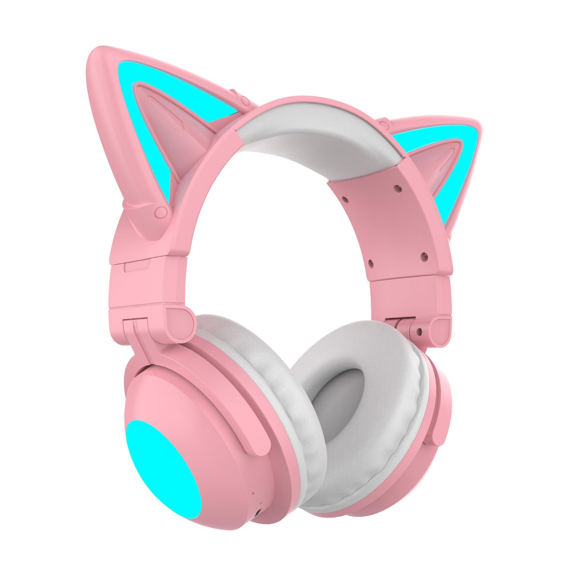 Auriculares Bluetooth Con Bonitas Orejas De Gato Con Dibujos Animados Rgb, Color Rosa Claro - Venta Internacional.