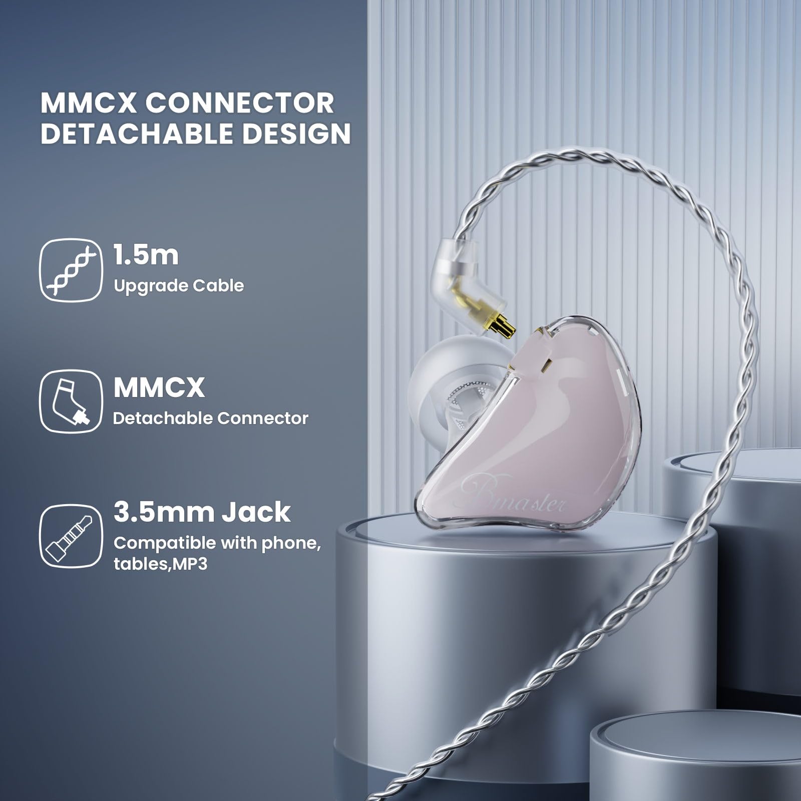 Foto 8 pulgar | Auriculares Intraurales Basn Triple Driver Iem Cloud Pink - Venta Internacional.