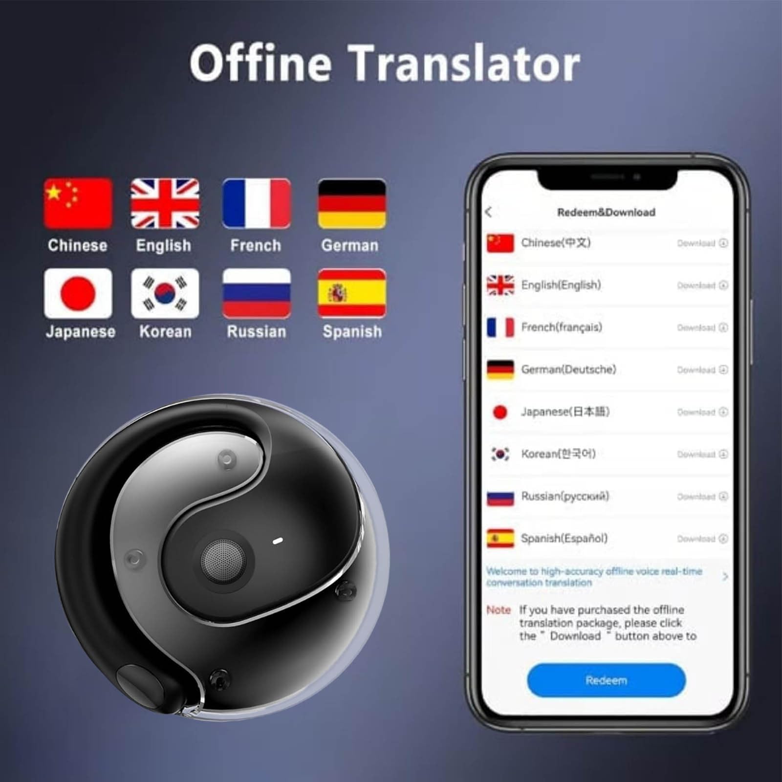 Foto 6 pulgar | Auriculares De Traducción Para Traductores De Idiomas Bluetooth 5.4, Color Morado - Venta Internacional.