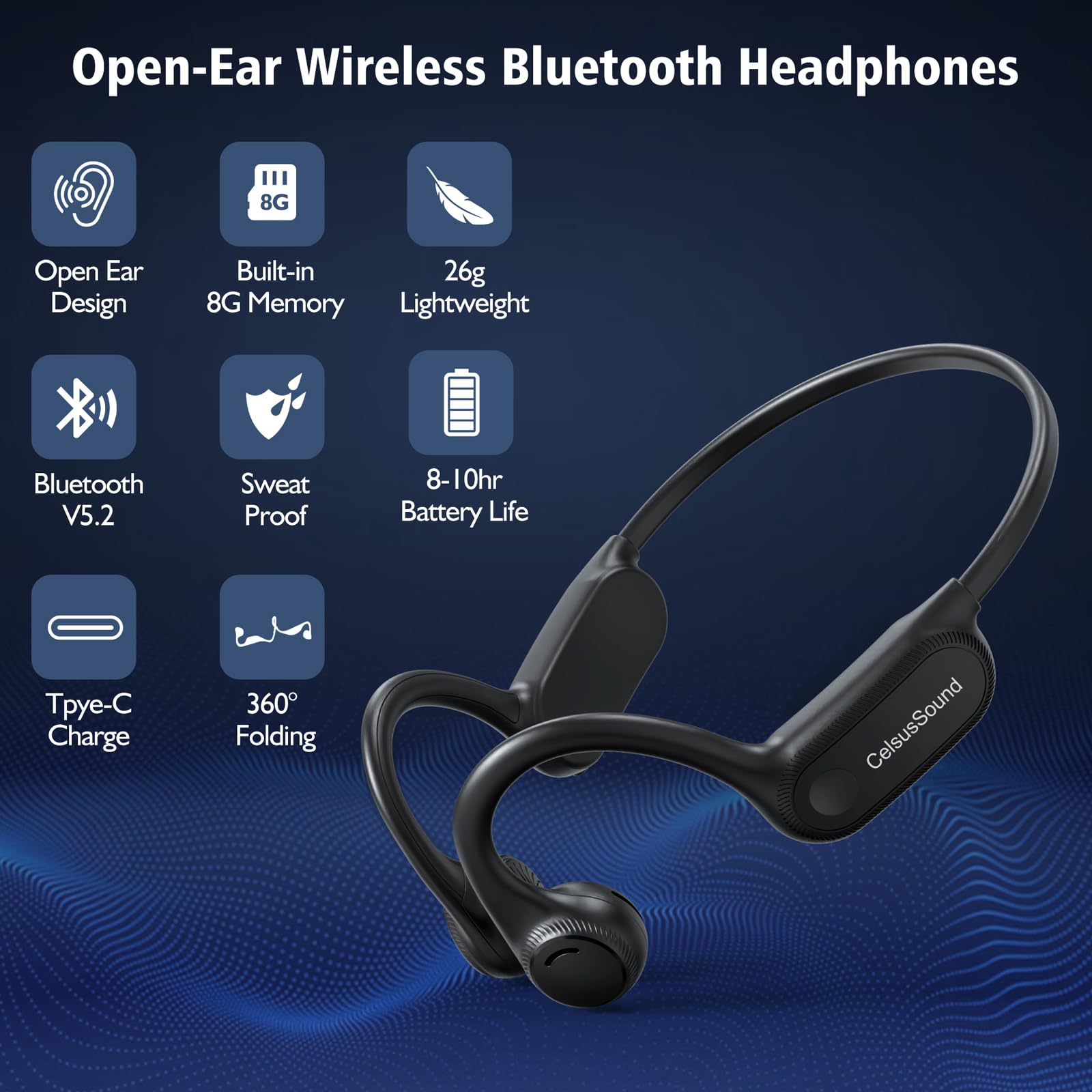 Foto 4 pulgar | Auriculares De Conducción Ósea Genéricos Openear Solo Bluetooth 5.2 - Venta Internacional.