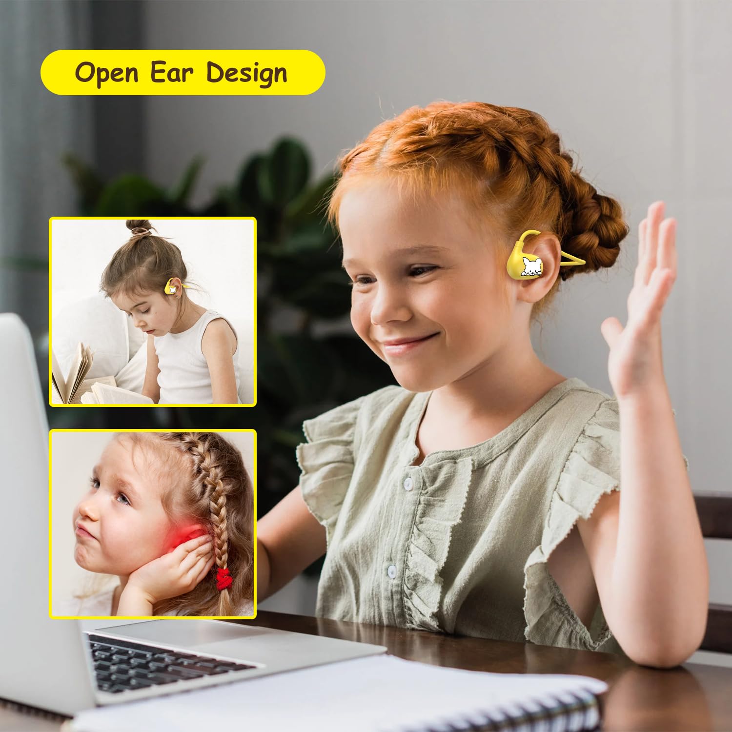 Foto 2 | Auriculares Para Niños Lk15 Open Ear Bluetooth 85db Amarillo - Venta Internacional.