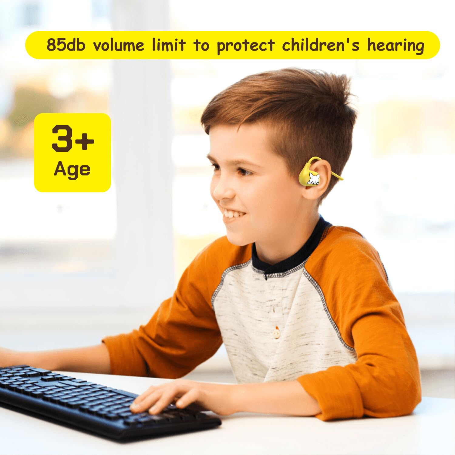 Foto 3 | Auriculares Para Niños Lk15 Open Ear Bluetooth 85db Amarillo - Venta Internacional.