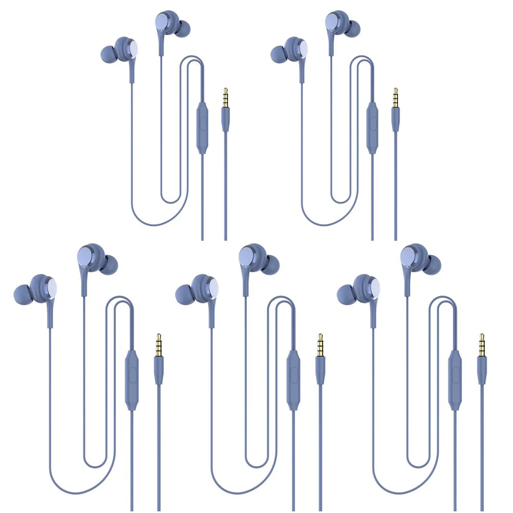 Foto 2 pulgar | Auriculares Intraurales Con Cable Y Micrófono, 5 Paquetes (azules) - Venta Internacional.