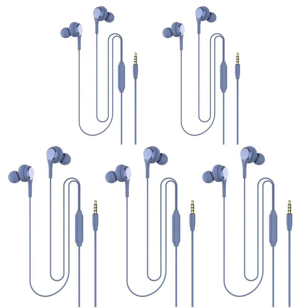 Auriculares Intraurales Con Cable Y Micrófono, 5 Paquetes (azules) - Venta Internacional.