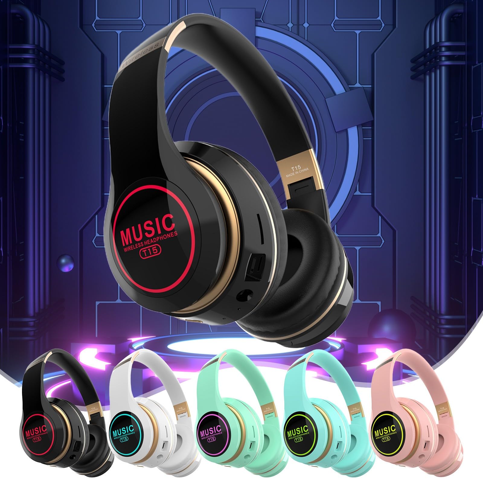 Foto 3 pulgar | Auriculares Bluetooth Con Cancelación De Ruido Led Para Colocar Sobre La Oreja, Negros - Venta Internacional.