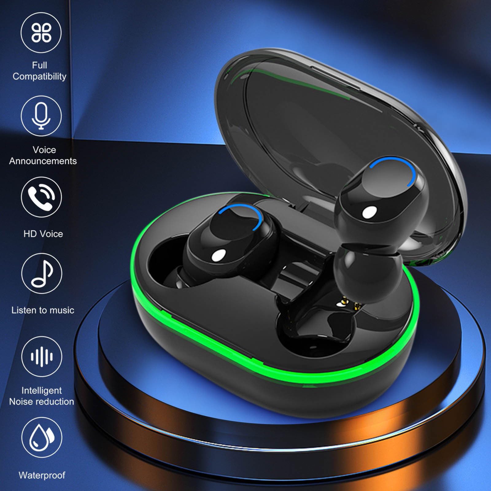 Foto 2 | Auriculares Inalámbricos Bluetooth 5.3 In Ear Con Micrófono Ipx4 Negros - Venta Internacional.