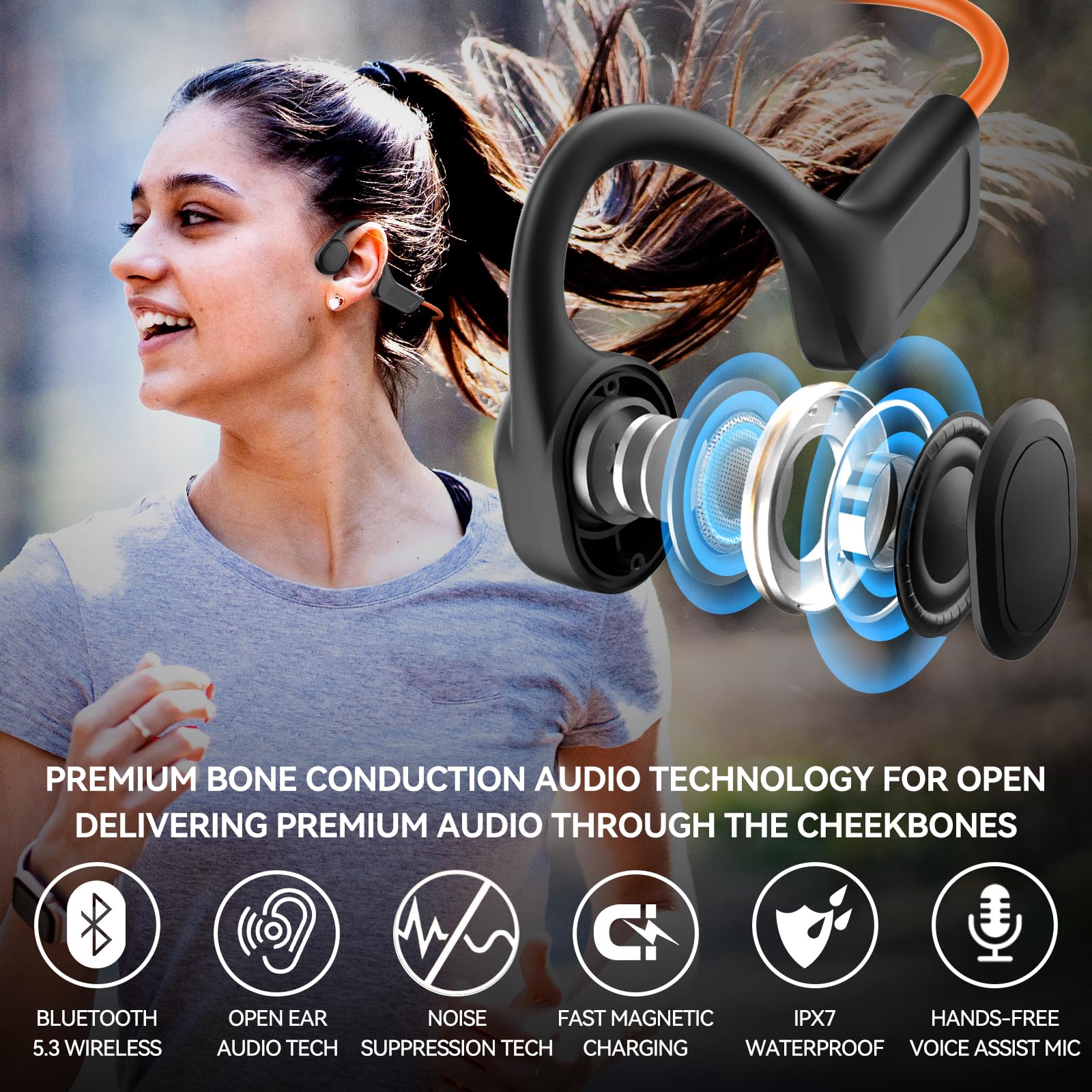 Foto 2 | Auriculares De Conducción Ósea Celsussound Upgraded Ipx7 Orange - Venta Internacional.