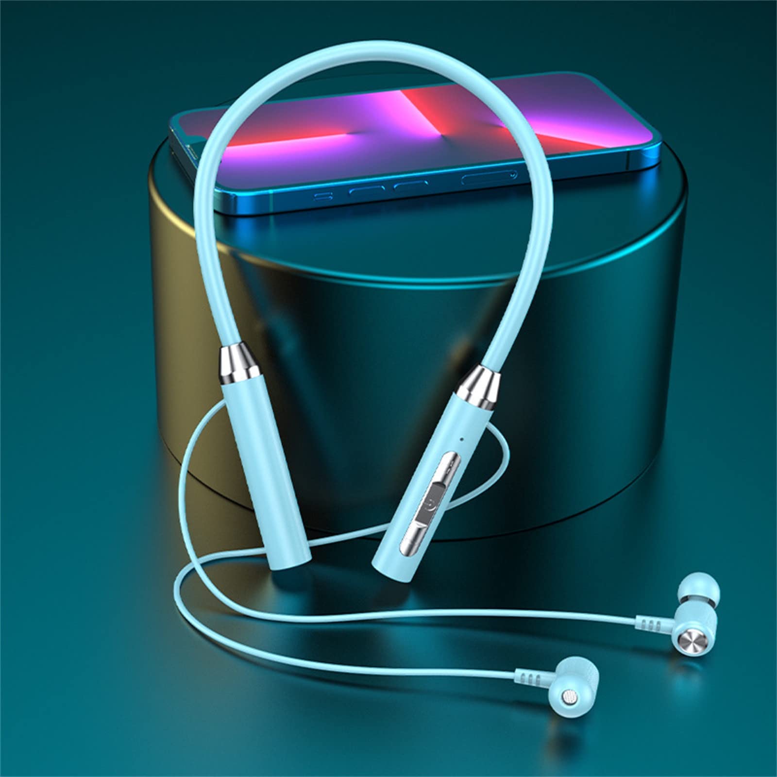 Foto 2 | Auriculares Bluetooth Con Banda Para El Cuello, Cuello Halter, Inalámbricos, Azul - Venta Internacional.