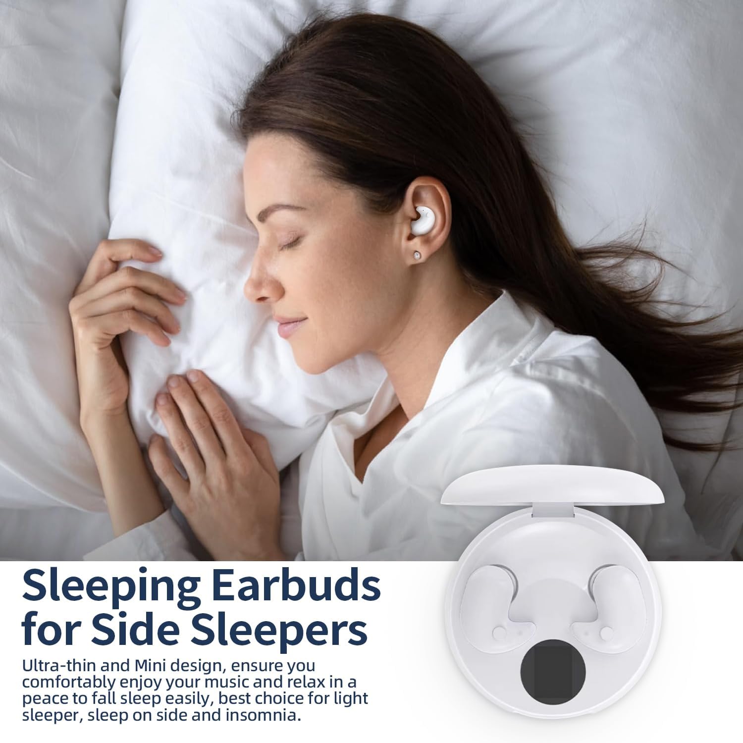 Foto 8 pulgar | Auriculares Sleep Inalámbricos Bluetooth 5.3 Impermeables Blancos - Venta Internacional.