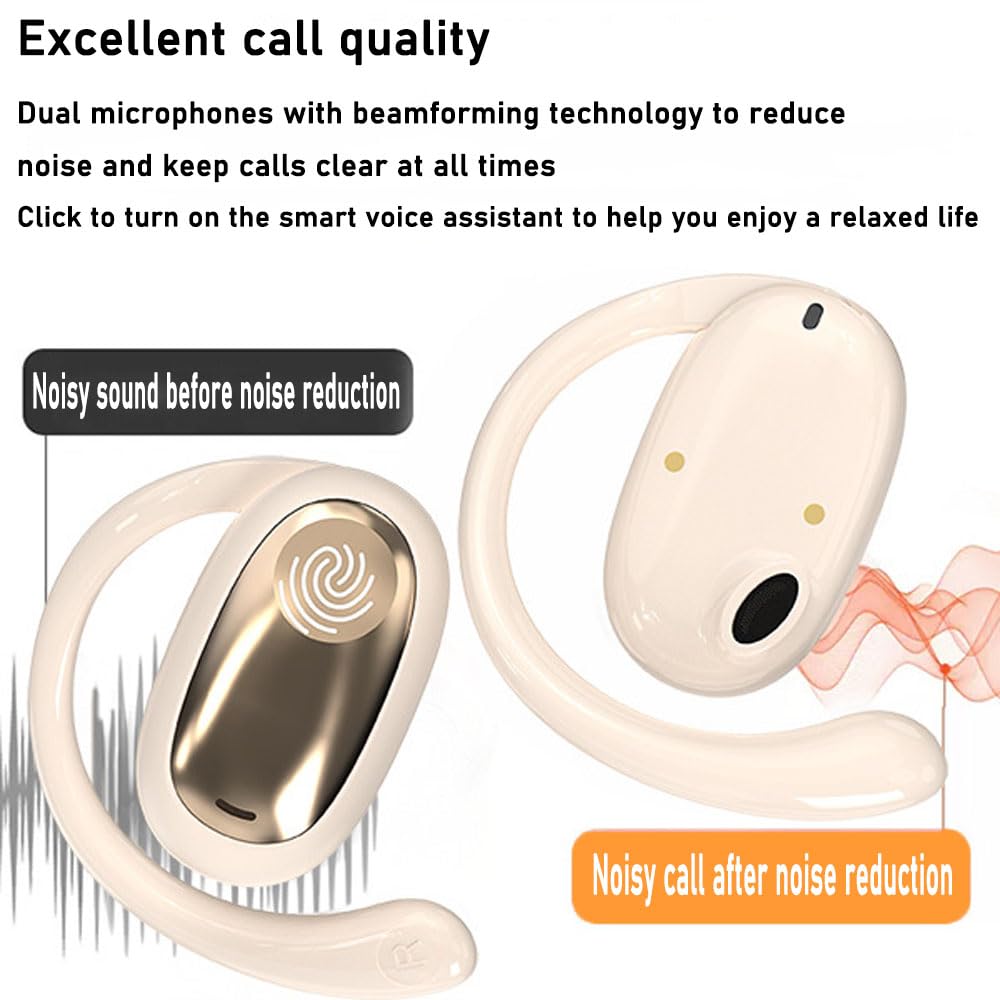 Foto 4 pulgar | Auriculares Bluetooth Sporty Hanging Ear 5.4 Con Micrófono, Color Beige - Venta Internacional.