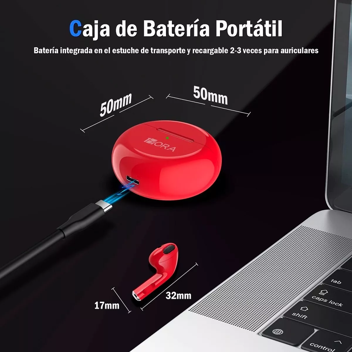 Foto 4 | Audífono In-ear 1hora Inalámbrico Rojo