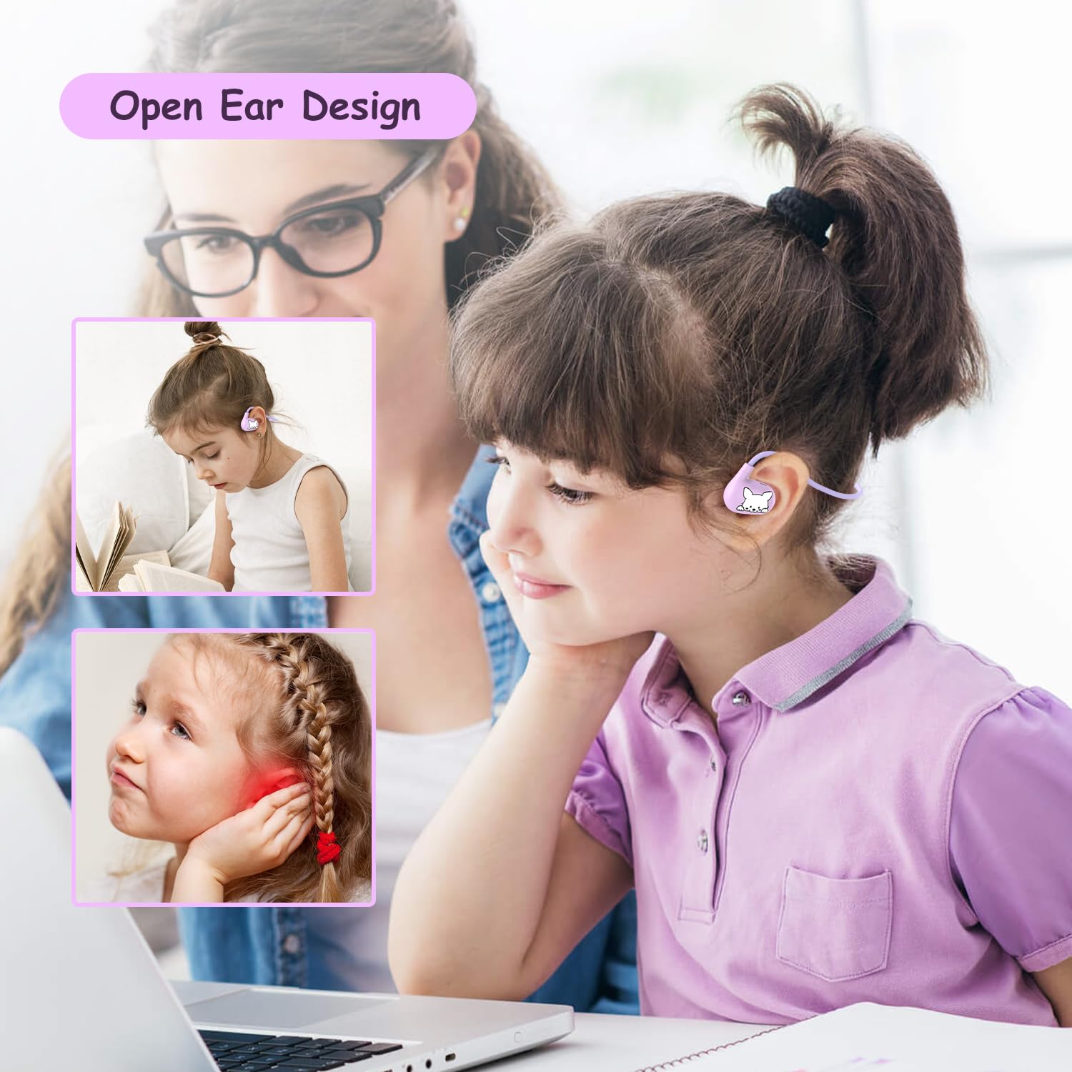 Foto 2 | Auriculares Lk15 Open Ear Bluetooth 85db Para Niños, Color Morado - Venta Internacional.