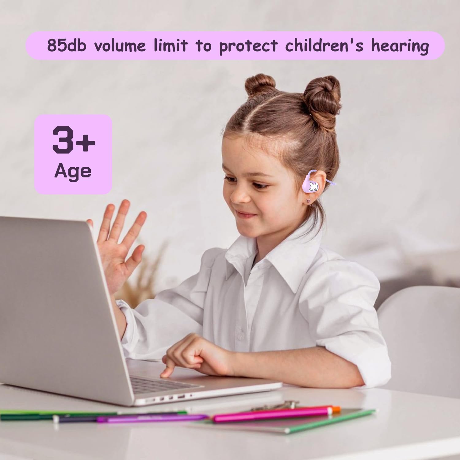 Foto 4 pulgar | Auriculares Lk15 Open Ear Bluetooth 85db Para Niños, Color Morado - Venta Internacional.