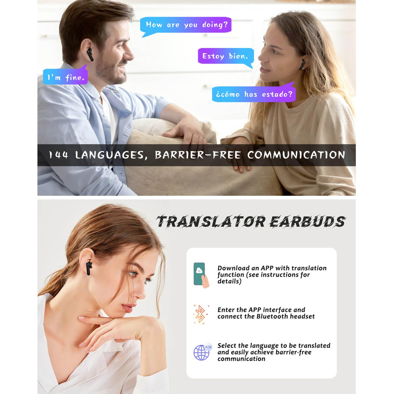 Foto 4 | Auriculares De Traducción, 144 Idiomas, Traducción Bidireccional En Tiempo Real - Venta Internacional.