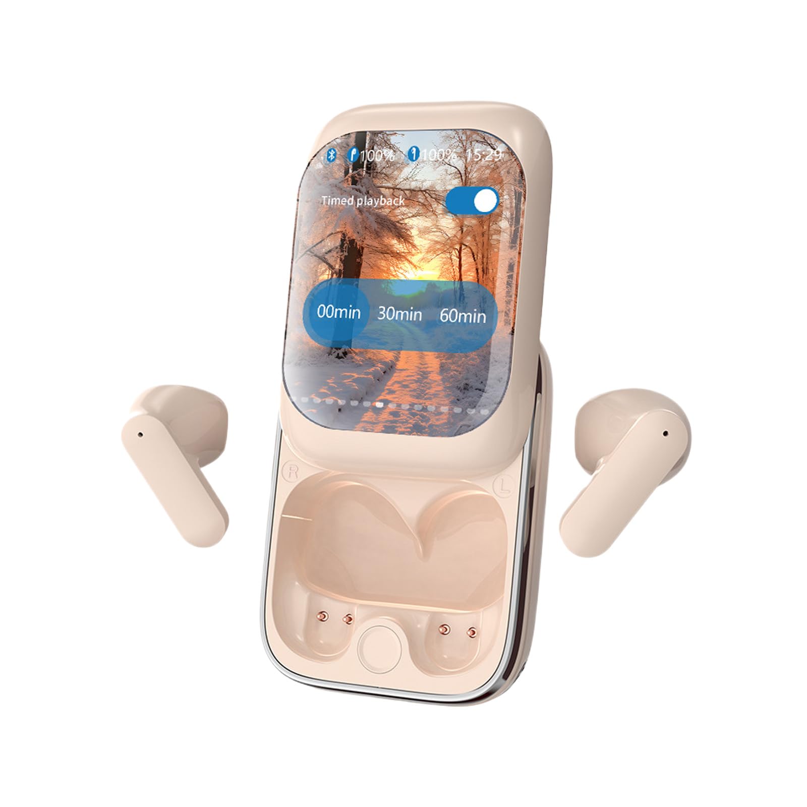 Auriculares Inalámbricos Inteligentes Con Pantalla Táctil A Todo Color Beige - Venta Internacional.