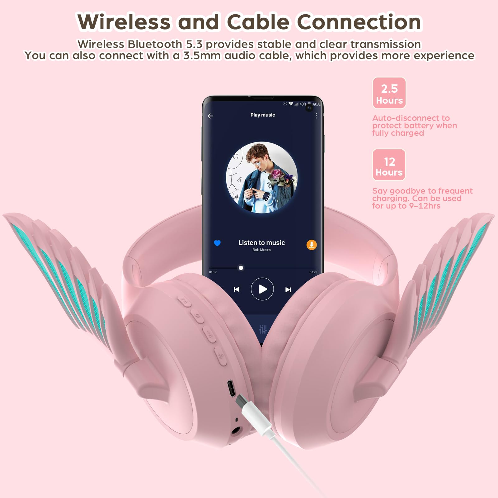 Foto 7 pulgar | Auriculares Inalámbricos Elf Ears Bluetooth 5.3 Kids Rosa - Venta Internacional.