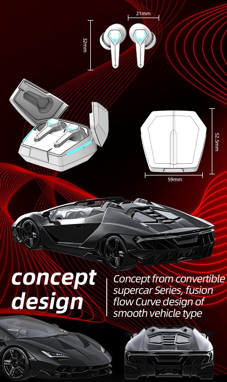 Foto 7 | Auriculares Inalámbricos Bluetooth Para Juegos Sin Retardo, Color Rojo - Venta Internacional.