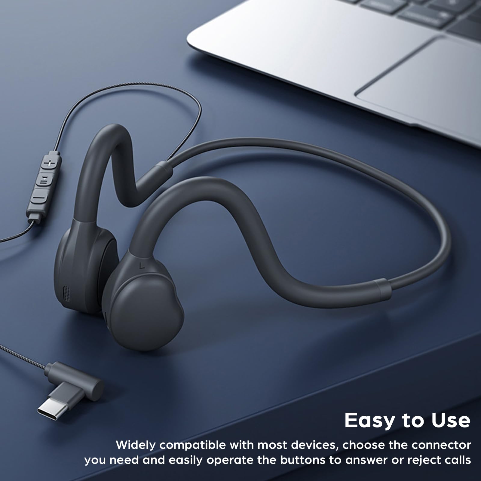 Foto 7 pulgar | Auriculares Deportivos De Oído Abierto, Banda Para El Cuello Con Cable Y Micrófono Tipo C - Venta Internacional.