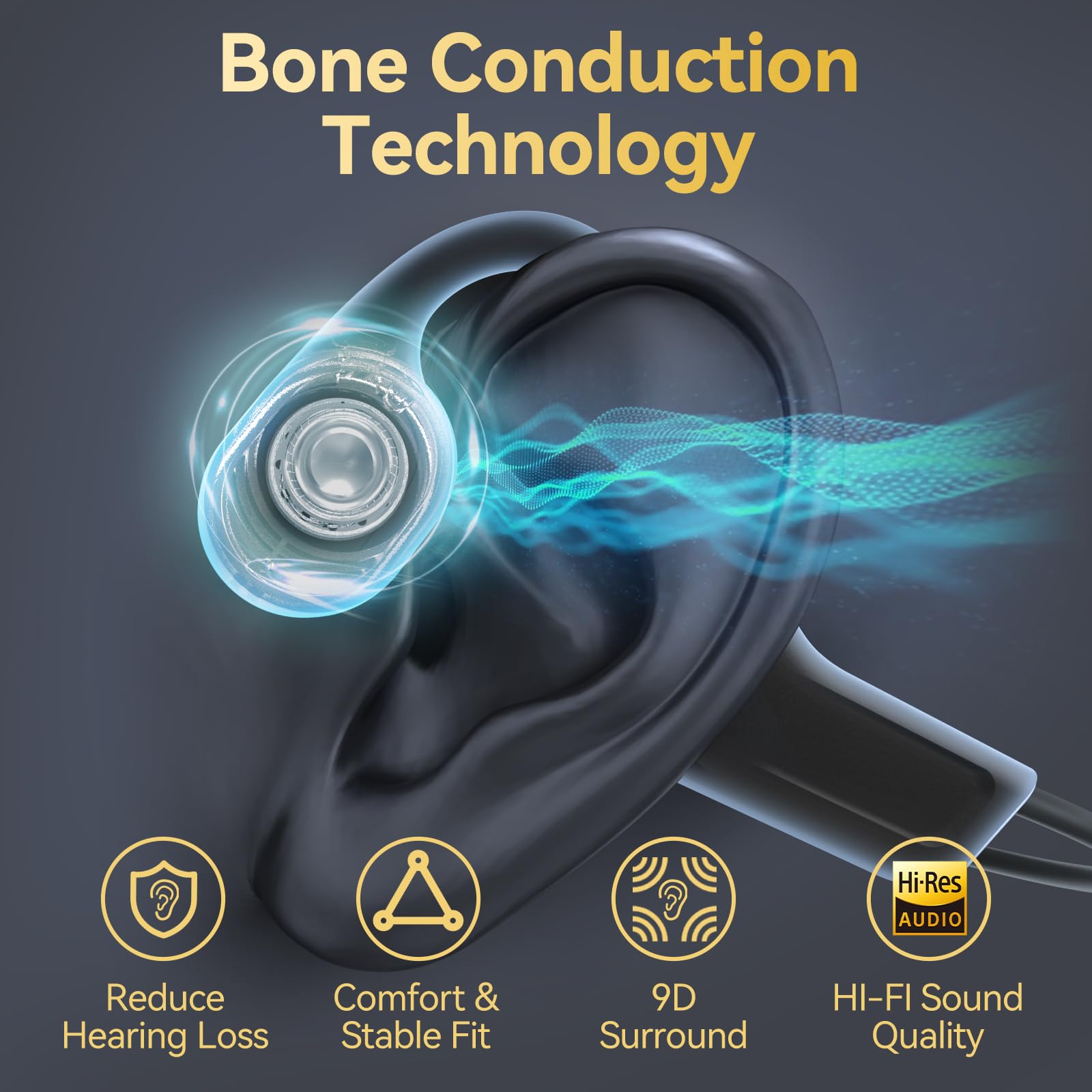 Foto 4 pulgar | Auriculares De Conducción Ósea Genéricos Bluetooth 5.3 Grises - Venta Internacional.