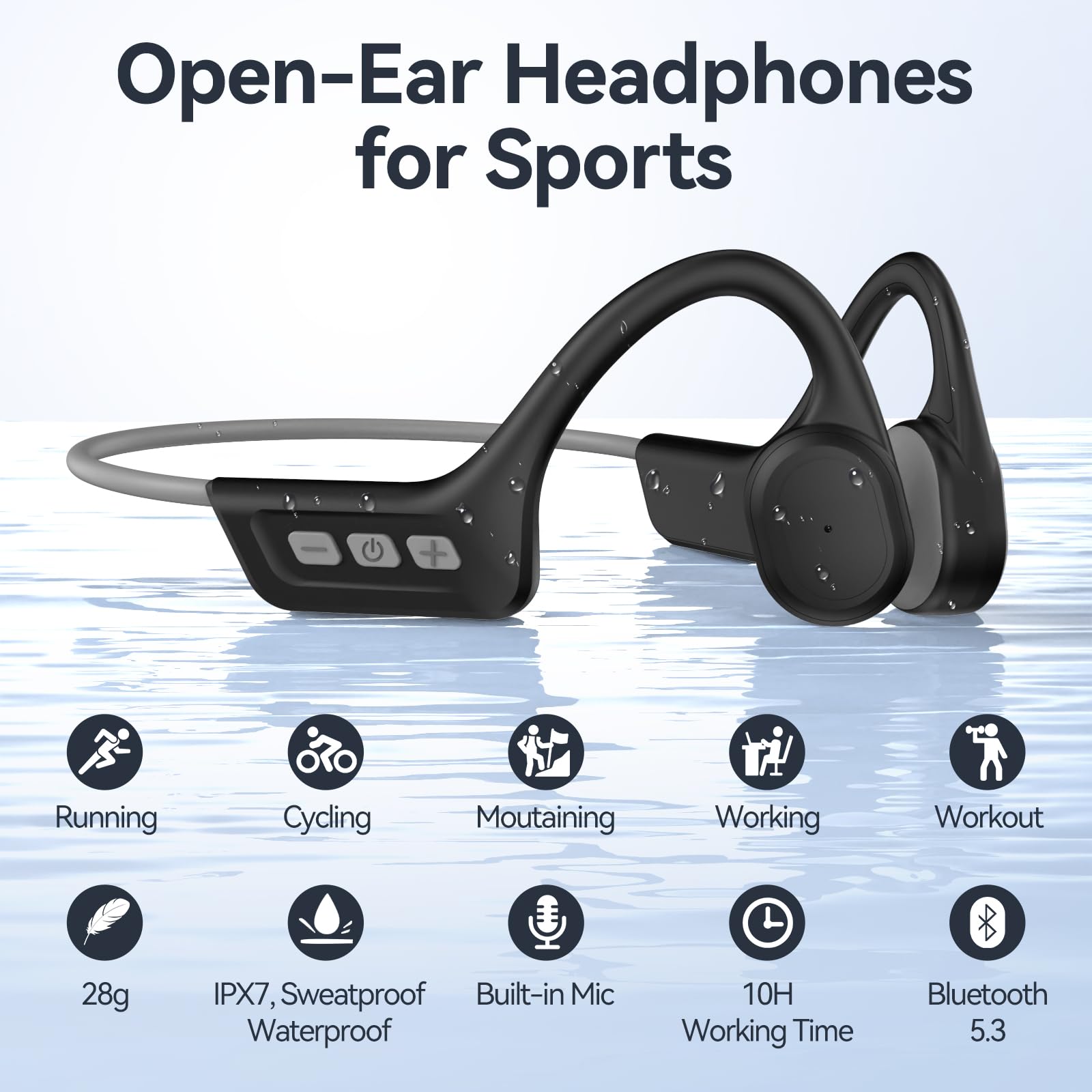 Foto 8 pulgar | Auriculares De Conducción Ósea Genéricos Bluetooth 5.3 Grises - Venta Internacional.