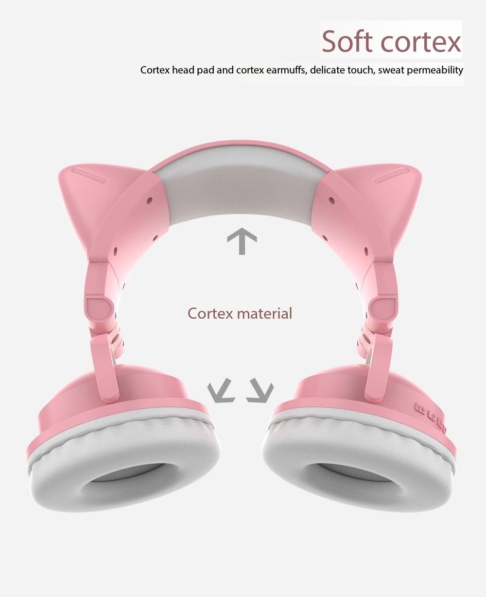 Foto 8 pulgar | Auriculares Bluetooth Con Bonitas Orejas De Gato Con Dibujos Animados Rgb, Color Amarillo Claro - Venta Internacional.