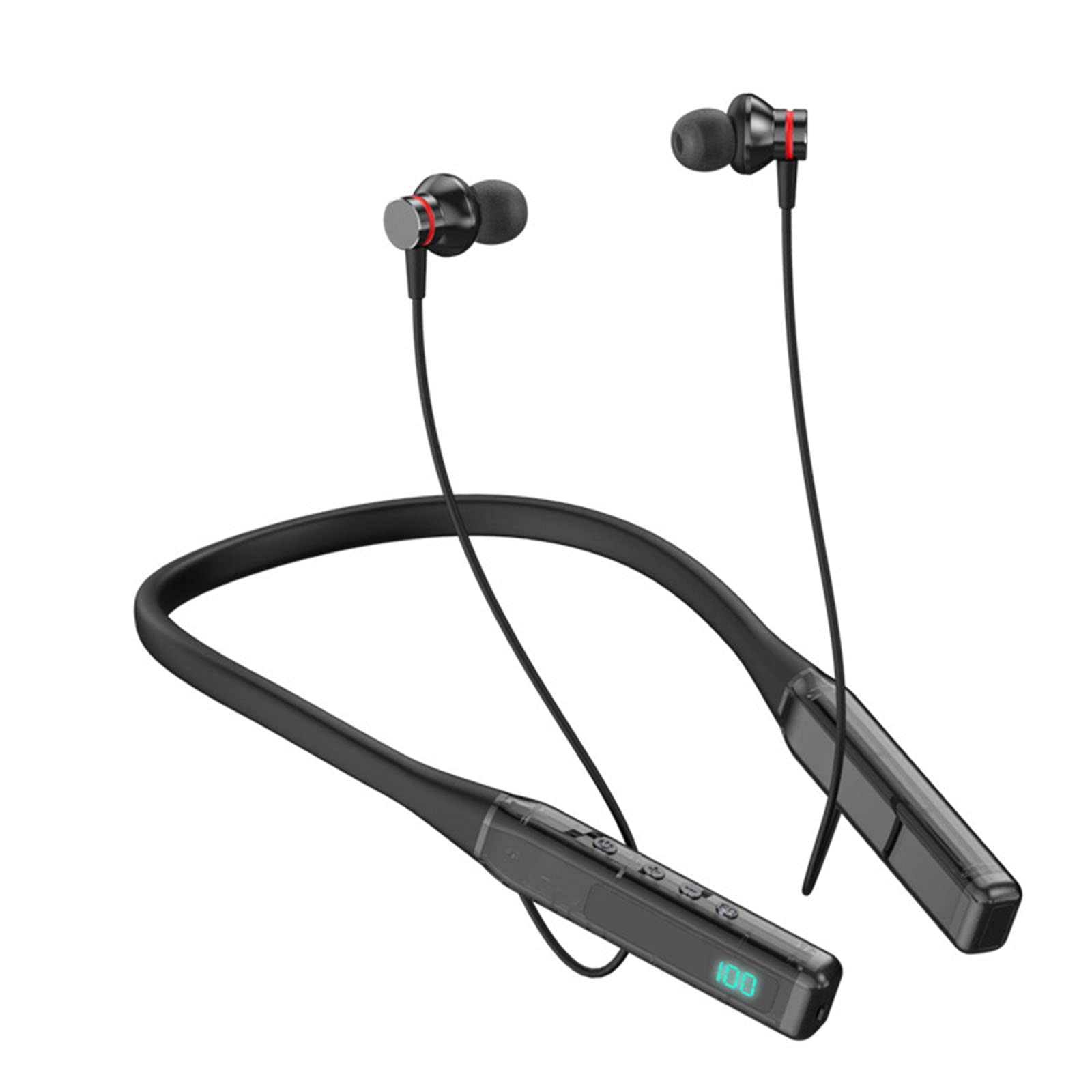 Foto 2 pulgar | Auriculares Bluetooth Con Banda Para El Cuello, Pantalla Led Genérica Ipx5, Color Negro - Venta Internacional.