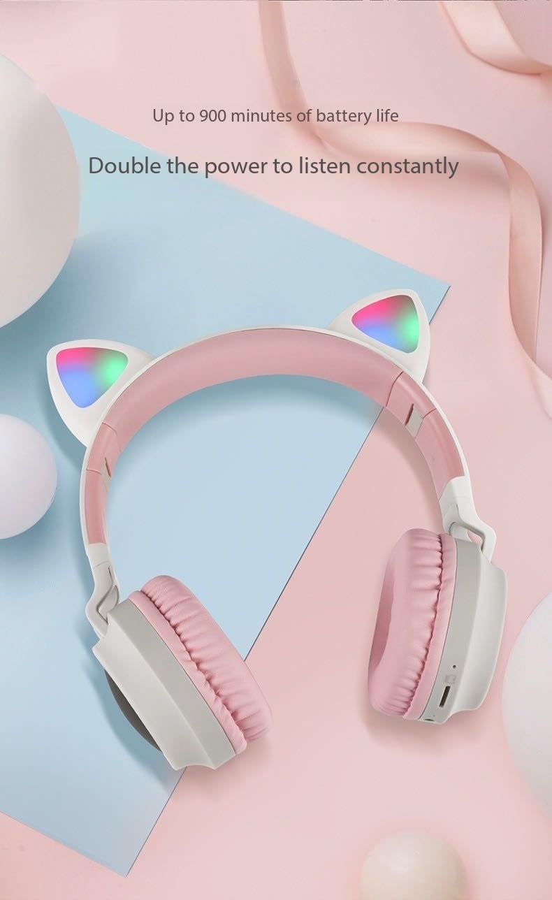 Foto 3 pulgar | Auriculares Bluetooth 5.0 Inalámbricos Plegables Con Forma De Oreja De Gato, Color Morado - Venta Internacional.