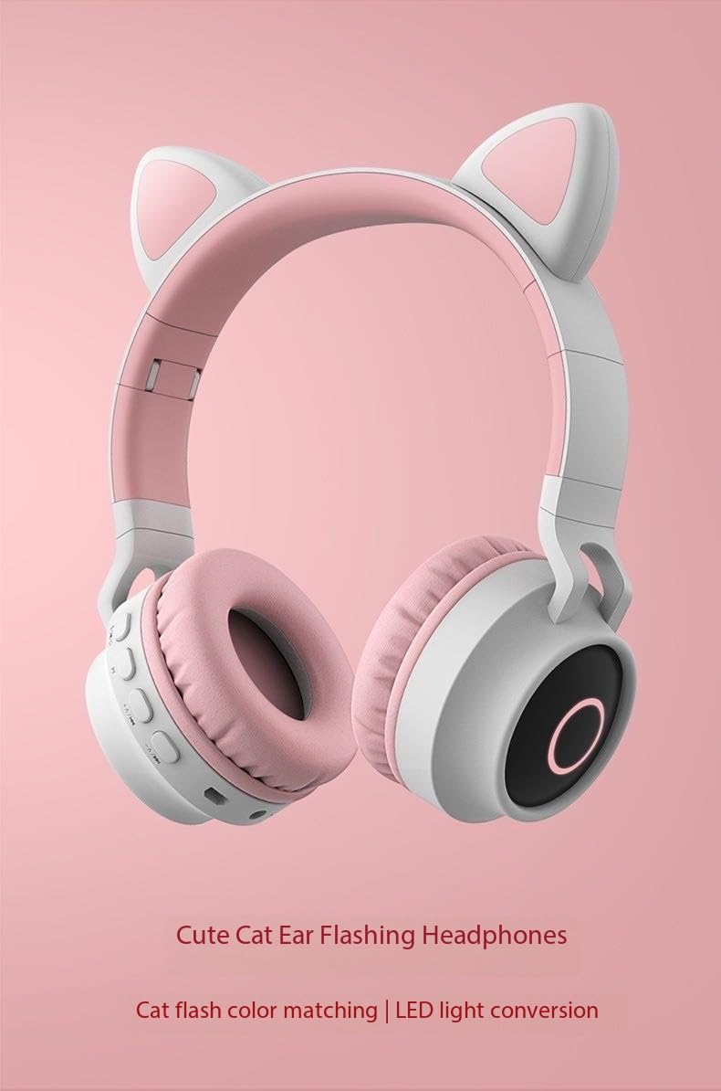 Foto 4 pulgar | Auriculares Bluetooth 5.0 Inalámbricos Plegables Con Forma De Oreja De Gato, Color Morado - Venta Internacional.