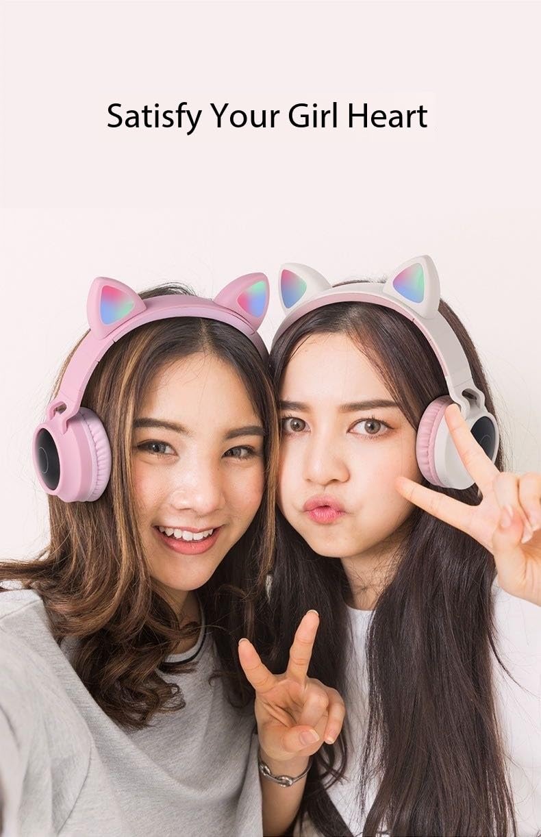 Foto 5 pulgar | Auriculares Bluetooth 5.0 Inalámbricos Plegables Con Forma De Oreja De Gato, Color Morado - Venta Internacional.