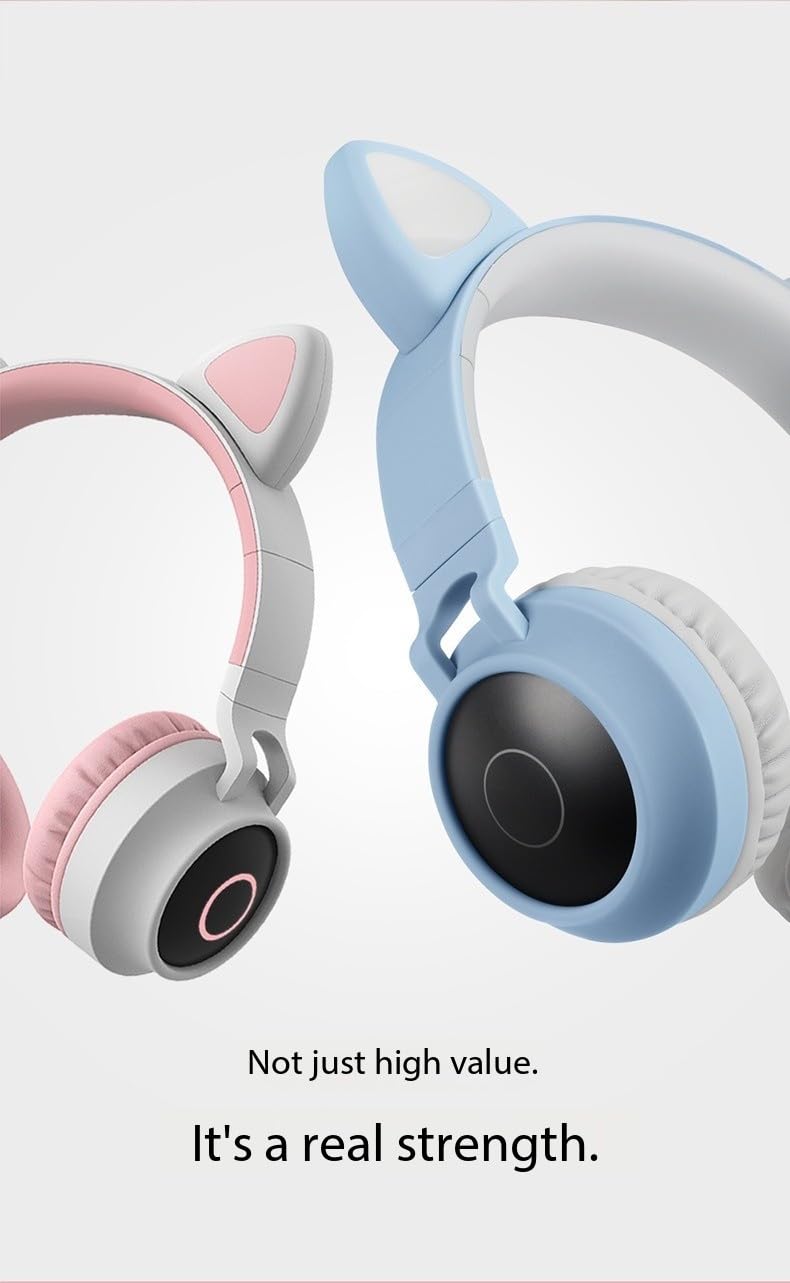Foto 7 pulgar | Auriculares Bluetooth 5.0 Inalámbricos Plegables Con Forma De Oreja De Gato, Color Morado - Venta Internacional.