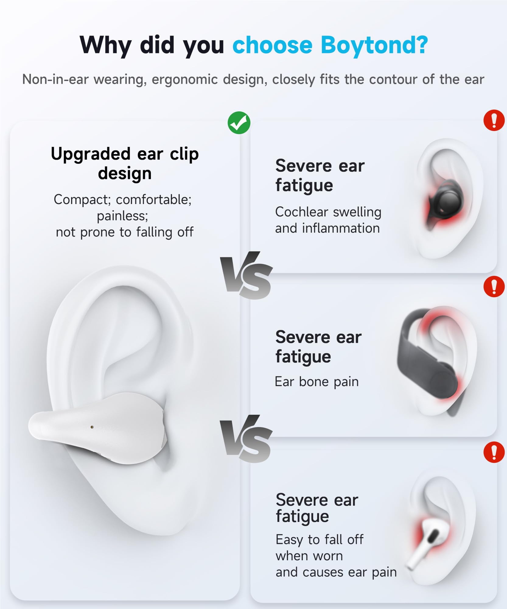 Foto 6 pulgar | Auriculares Inalámbricos Bluetooth De Oído Abierto Boytond Ultra Velvet White - Venta Internacional.