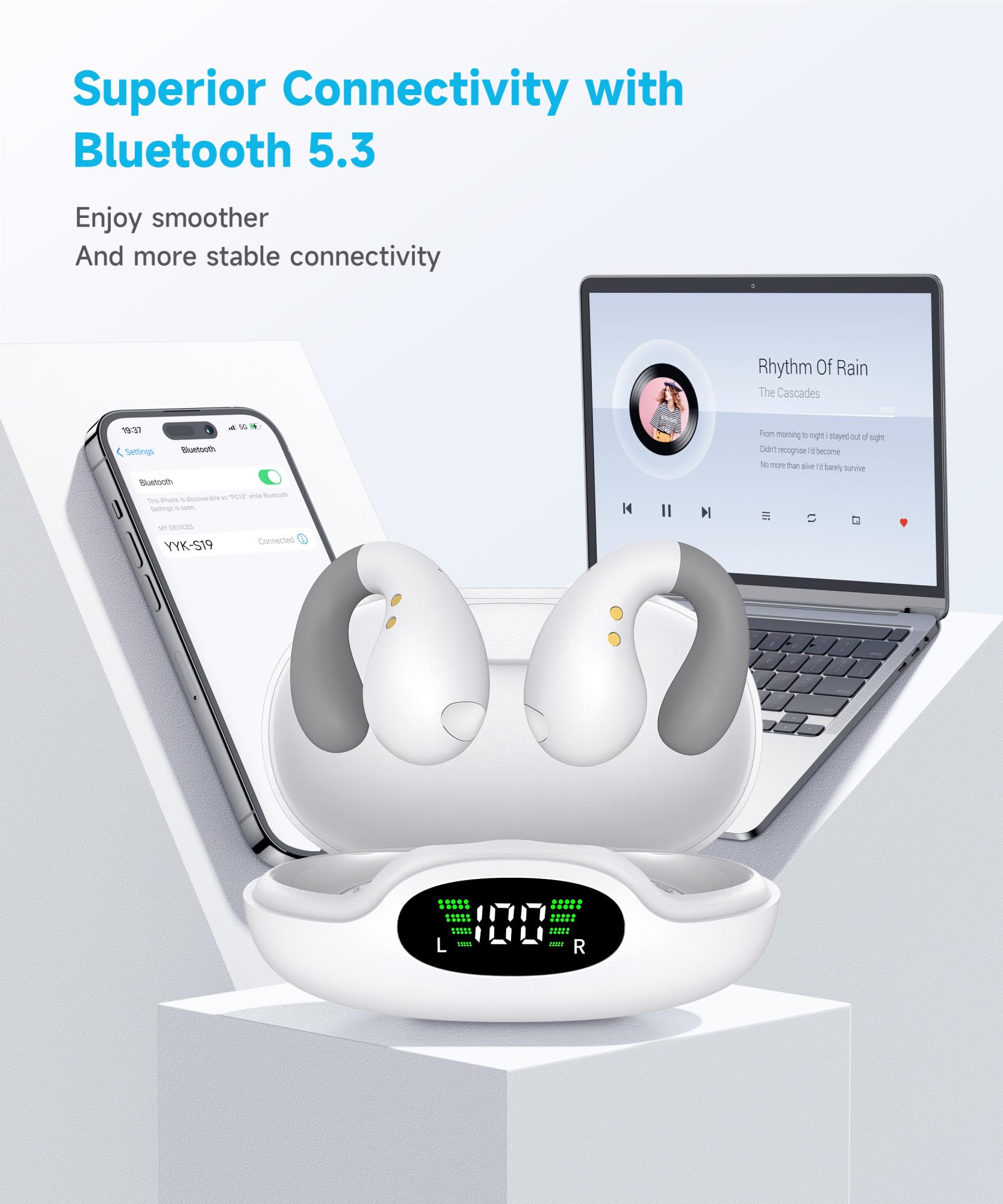 Foto 7 pulgar | Auriculares Inalámbricos Bluetooth De Oído Abierto Boytond Ultra Velvet White - Venta Internacional.