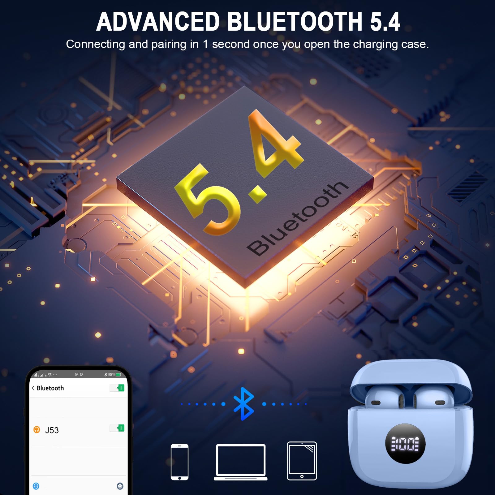 Foto 2 | Auriculares Inalámbricos Jxrev Bluetooth 5.4 Hifi Stereo Ip7 A Prueba De Agua - Venta Internacional.