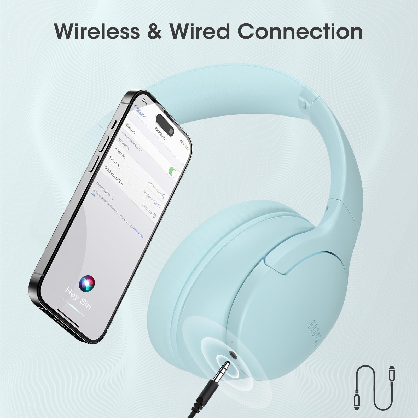 Foto 7 pulgar | Auriculares Bluetooth Doqaus Upgrade Over Ear 90 H De Reproducción - Venta Internacional.