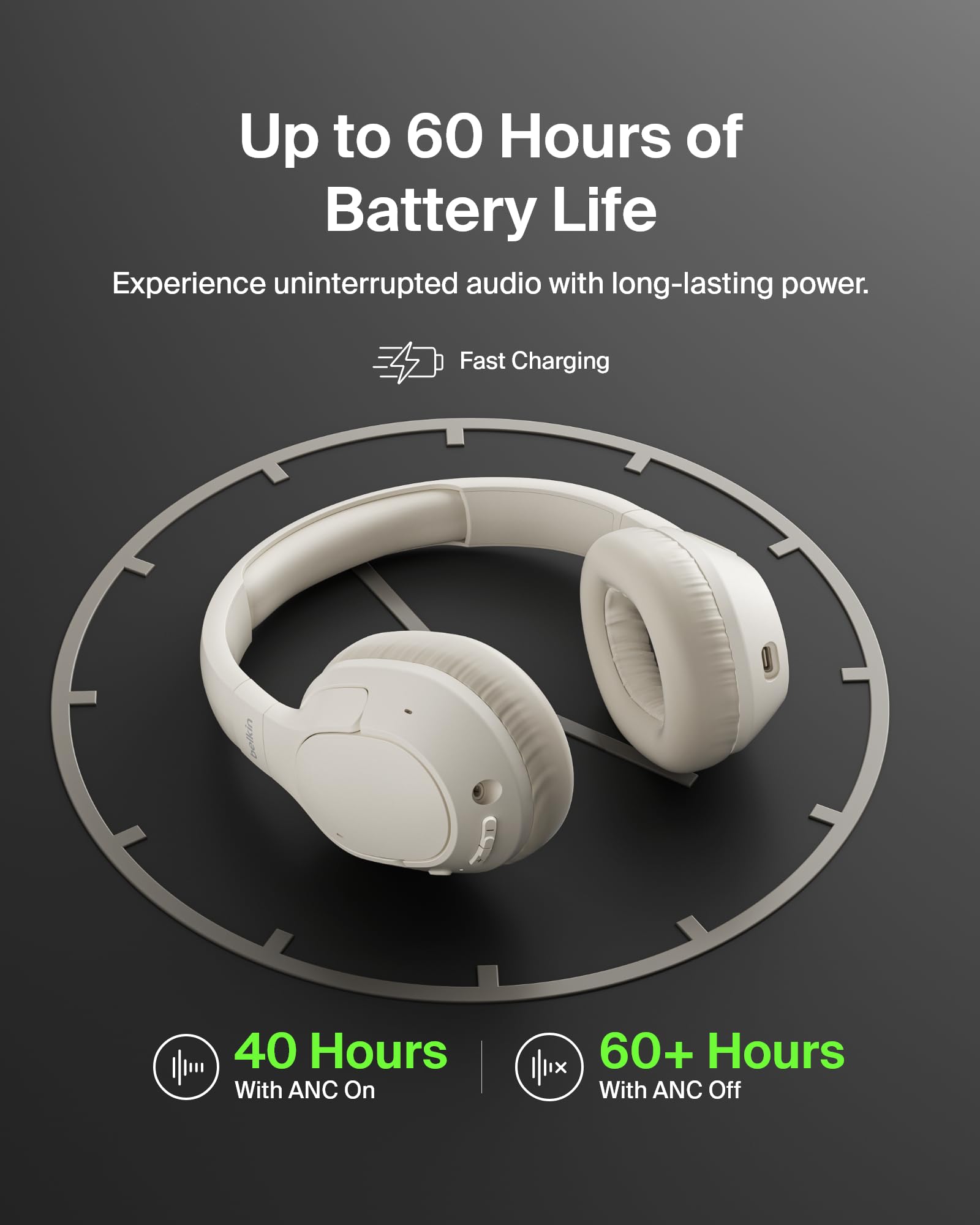 Foto 6 pulgar | Auriculares Supraaurales Bluetooth Belkin Soundform Isolate Sand - Venta Internacional